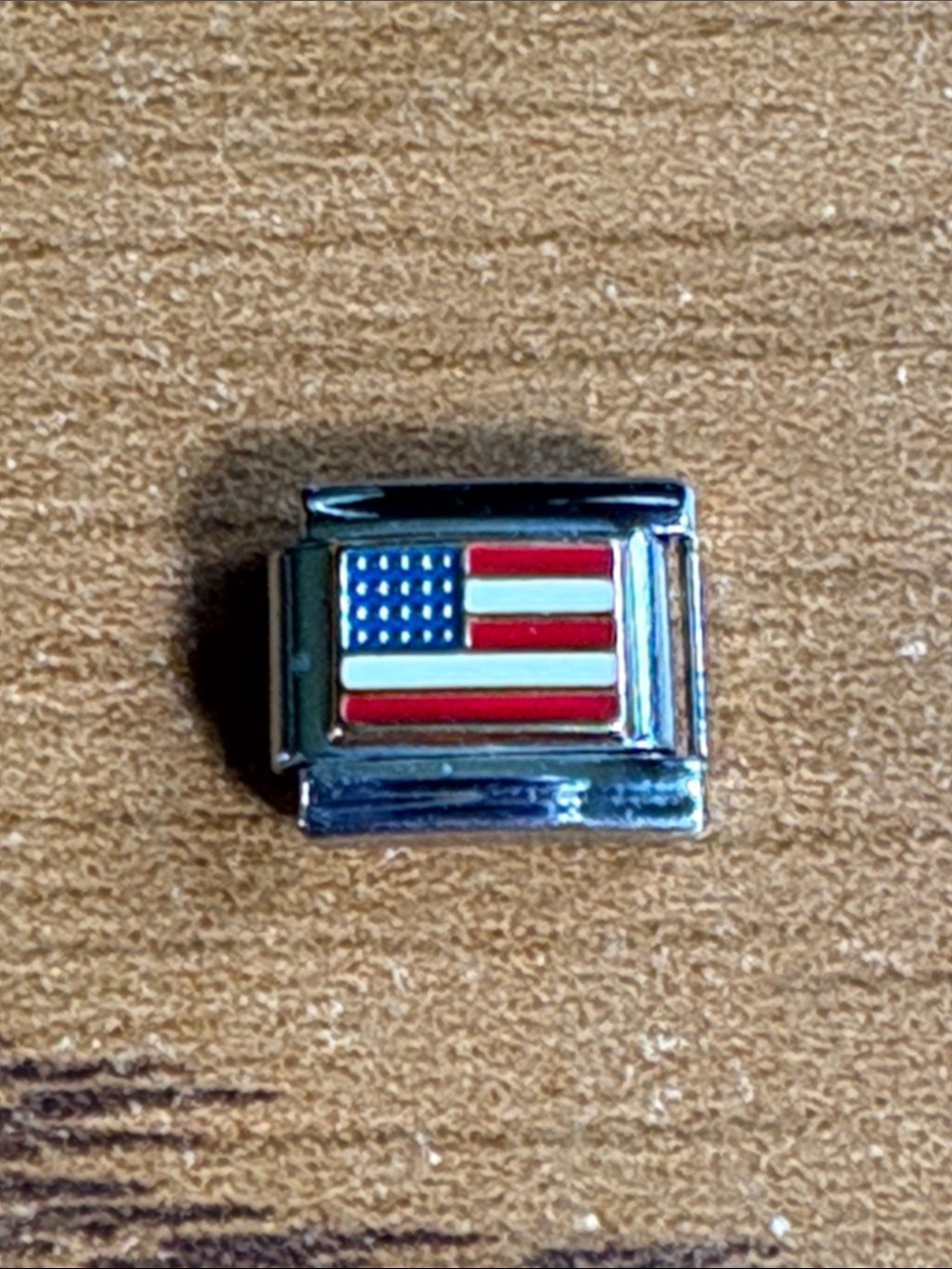 Amorini 18K American Flag Italian Charm Link